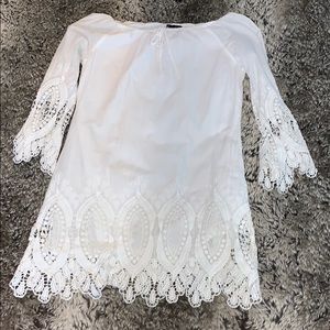 Lacy white long sleeve dress off the shoulder